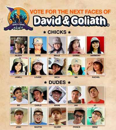 Vote for the next faces of David & Goliath