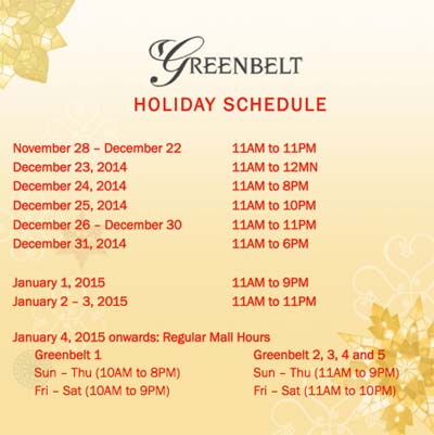 Greenbelt Holiday Schedule