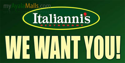 Italianni's MarQuee Mall Wants you